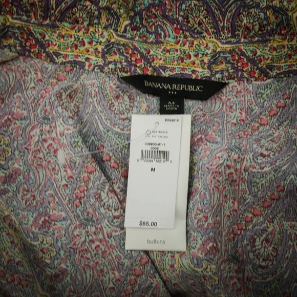 Banana Republic Size Medium M Paisley Print Wrap Front Long Sleeve Top NEW - Picture 3 of 5